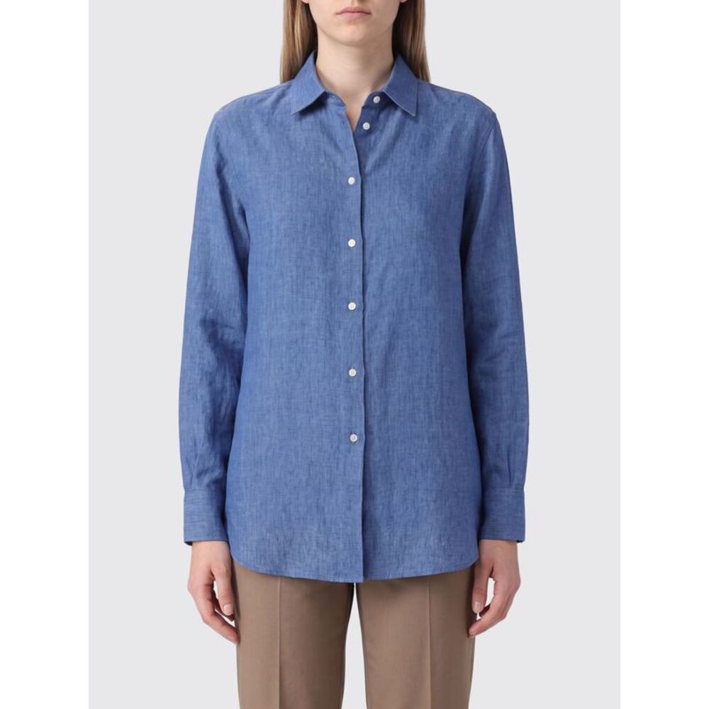 Rohe Women Long-Sleeved Linen Shirt Rohe With Classic Collar And Curved Hem